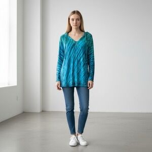 Earth Yoga Sweatshirt Hoodie Tie Dye Organic Cotton Blend‎ Medium Athleisure